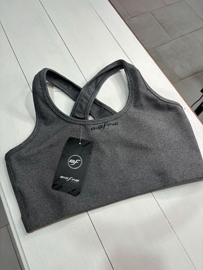 Top BIGFINE breteles cruzados gris jaspeado- talle 2