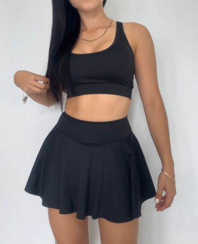 Short pollera negro clásico con volados - talles 2/3/4/5