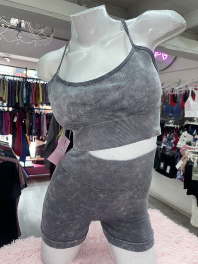 Conjunto top + short frunce clásico | gris prelavado  