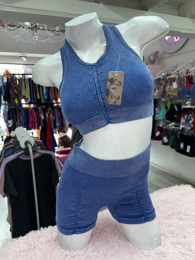 Conjunto Short con Frunce + Top Frunce | azul 💙