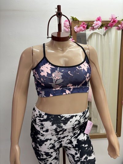 🌈 Top Breteles Finos – Estampado | azul oscuro con rosa