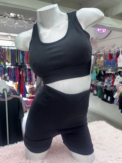 Conjunto top + short frunce - espalda abierta| negro 