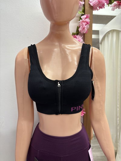 Top Seamless con cierre Pink | negro