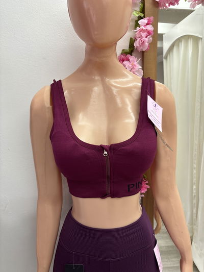 Top Seamless con cierre Pink | bordó