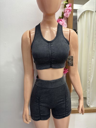 Conjunto Short con Frunce + Top Frunce | negro