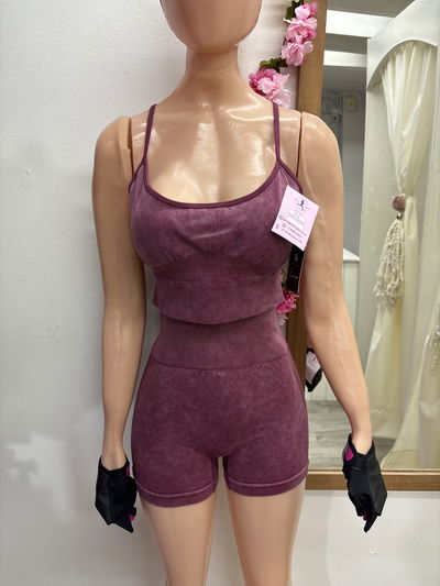 Conjunto top + short frunce clásico | bordó prelavado