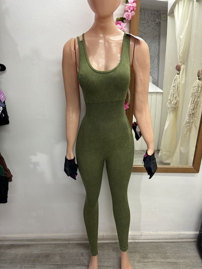 Catsuit Largo espalda entrecruzada | verde militar