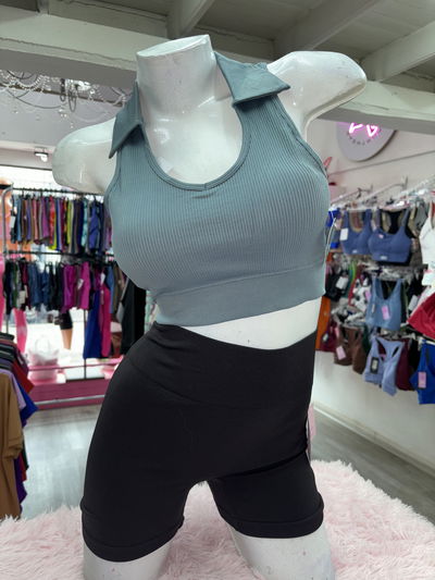 Crop top tipo “chomba” | petroleo 