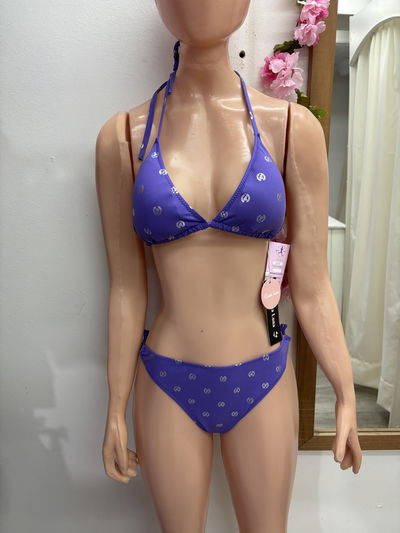Bikini triangulito con tazas removibles + colaless | violeta