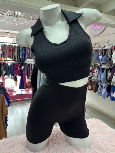 Crop top tipo “chomba” | negro 