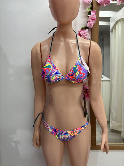 Bikini triangulito con tazas removibles + colaless - psicodélico| todos colores