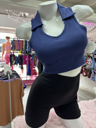 Crop top tipo “chomba” | marino 