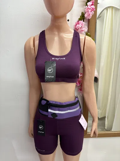 Conjunto BIGFINE short sin frunce + top sin tazas espalda cruzada - Morley | violeta 