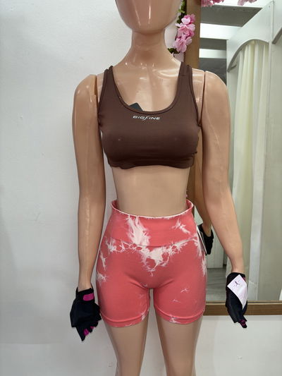 💥 Short con Frunce en la Cola – Diseño BATIK | coral con blanco 🌈