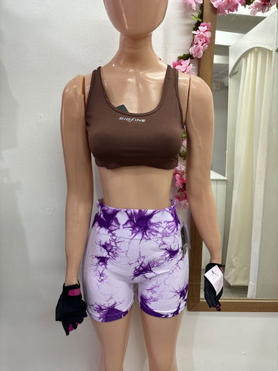 💥 Short con Frunce en la Cola – Diseño BATIK | Lila con violeta 💜