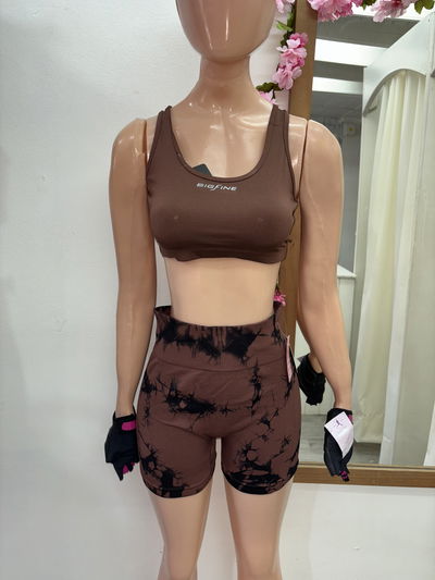 💥 Short con Frunce en la Cola – Diseño BATIK | chocolate con negro 🌈