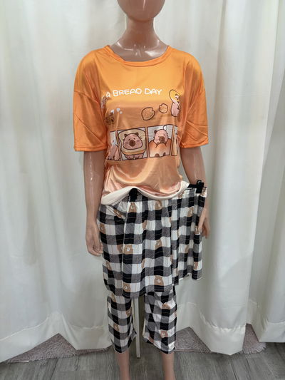 Pijama 3 piezas: remera + short + pantalón | capibara