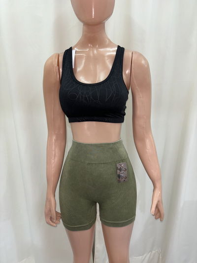 💥 Short sin Frunce en la Cola | verde militar prelavado 