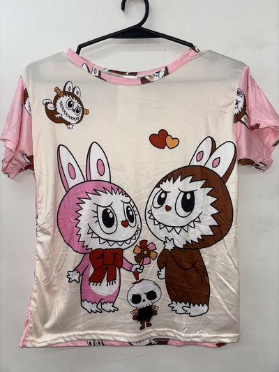 Pijama 3 piezas de niña👧: Remera + short suelto + pantalón liviano | Labubu talle 14