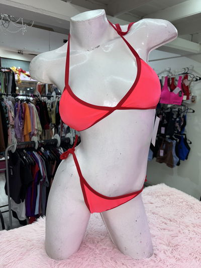 Bikini triangulitos con tazas removibles bicolor + colaless| fluo 🔥