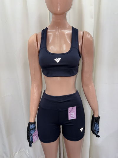 Conjunto short sin frunce + top sin tazas - lycra premium | azul marino 🌊