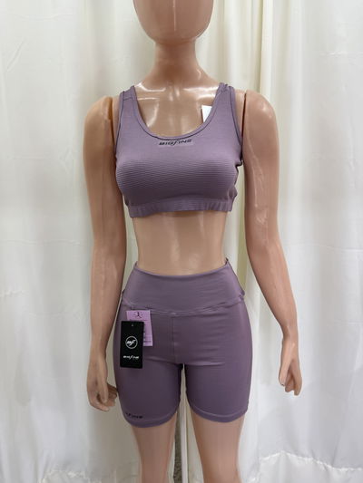 Conjunto BIGFINE short sin frunce + top sin tazas espalda cruzada - Morley | rosa paris