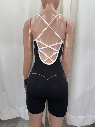 Catsuit sin frunce - Espalda entrelazada | negro