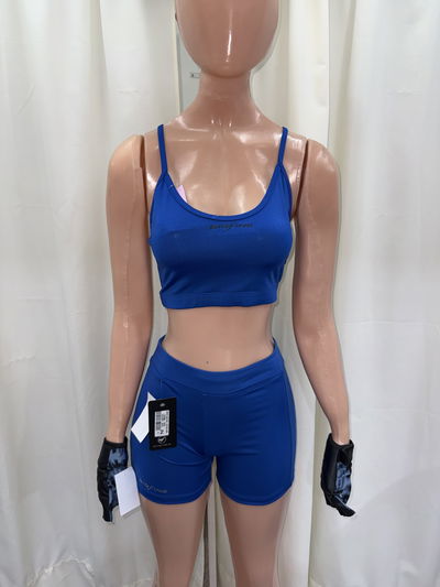 Conjunto BIGFINE short tiro medio sin frunce + croptop sin tazas - lycra premium | azul🦋 