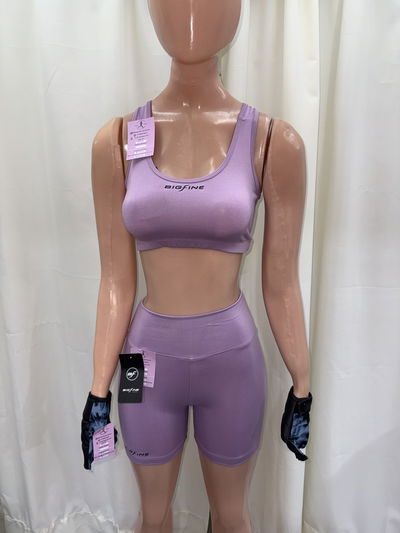 Conjunto BIGFINE short sin frunce + top sin tazas - lycra premium | rosa Paris🩷