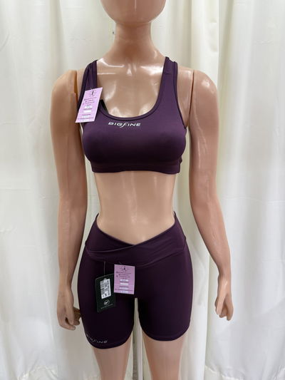 Conjunto BIGFINE short sin frunce + top sin tazas - lycra premium | vino 🍷
