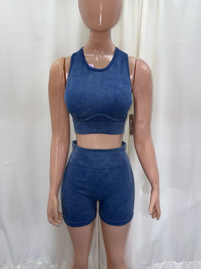 Conjunto top con arco + short con frunce | azul oscuro