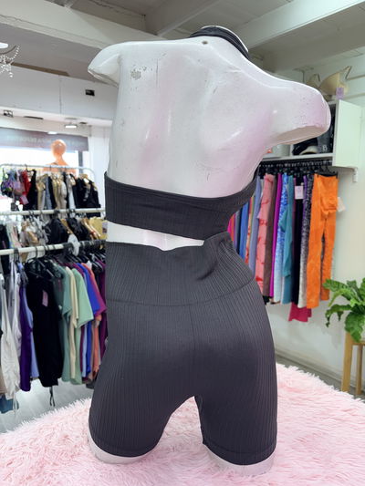 Conjunto short sin frunce + top backless | gris topo 