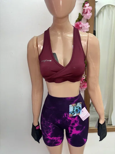 💥 Short con Frunce en la Cola – Diseño salpicado | fucsia con negro 