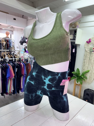 💥 Short con Frunce en la Cola – Diseño salpicado | turquesa con negro 