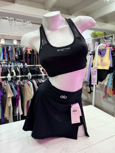 Top BIGFINE espalda cruzada | negro con transparencia 