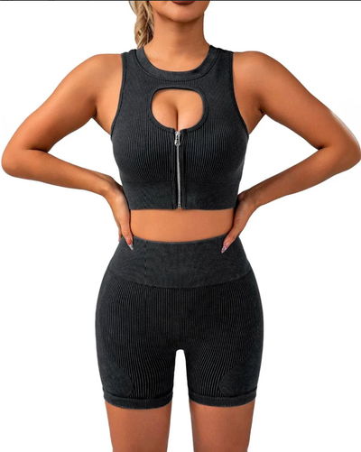 🔥 Conjunto Top con Cierre + Short con Frunce 💣