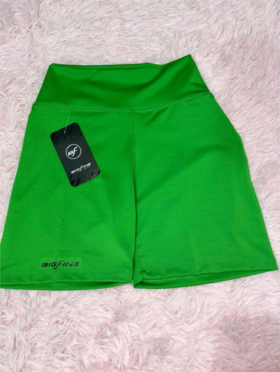 💚 Short Deportivo BIGFINE Tiro Alto – Verde Lima 💚
