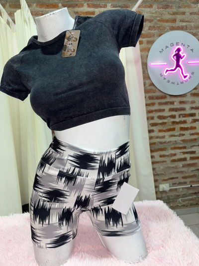 🖤 Short Deportivo Estampado Tiro Alto 🖤