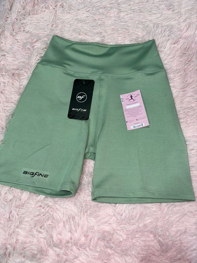 💚 Short Deportivo BIGFINE Tiro Alto – Verde Pastel 💚