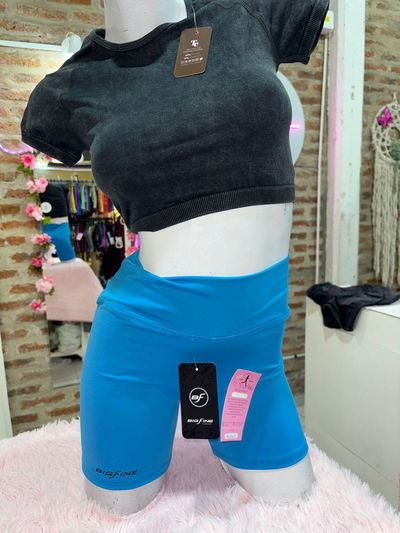 💙 Short Deportivo BIGFINE Tiro Alto – Celeste 💙