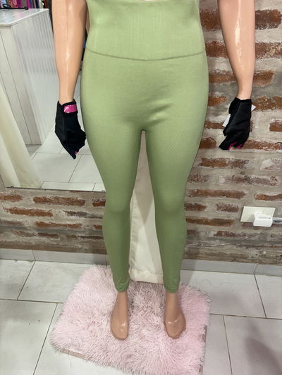 🍑 CALZA SEAMLESS CON FRUNCE - morley elastizado - verde apagado 