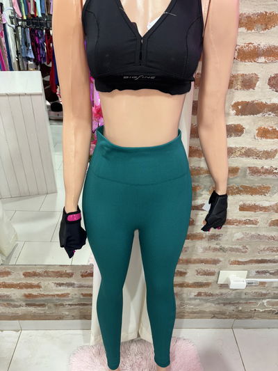 🍑 CALZA SEAMLESS CON FRUNCE - morley elastizado - verde oscuro