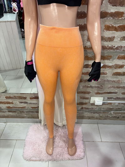 🍑 CALZA SEAMLESS CON FRUNCE - morley elastizado - naranja