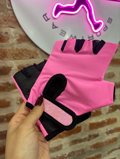💪 Guantes Deportivos Femeninos 💪 - rosa con negro tornasolado