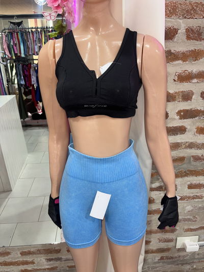 🍑 Short con Frunce – celeste prelavado | DLIRIO Importado Premium 🌟