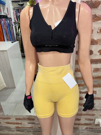 🍑 Short con Frunce – amarillo pastel prelavado | DLIRIO Importado Premium 🌟