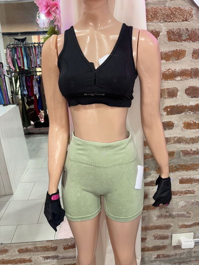 🍑 Short con Frunce – verde clarito prelavado | DLIRIO Importado Premium 🌟