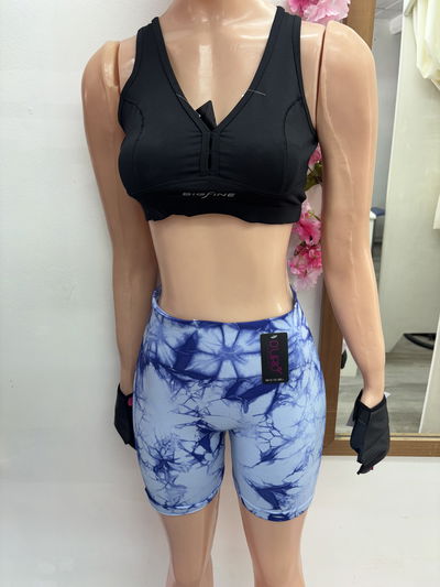 💥 Short con Frunce en la Cola – Diseño BATIK | Celeste con azul 🌈