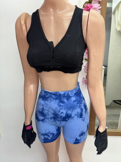 💥 Short con Frunce en la Cola – Diseño BATIK + calado | celeste con azul🌈