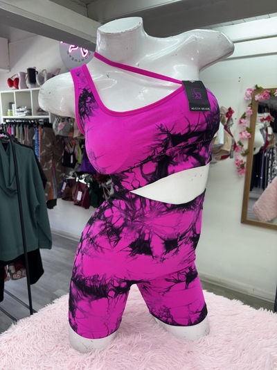 Conjunto top cruzado + short frunce | fucsia batik 